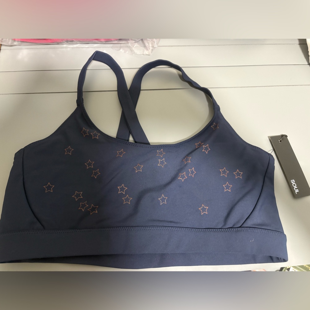 Star Patterned Soulcye Sports Bra NWT Navy